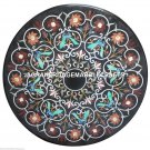 Black Marble Handmade Dining Table Turquoise Pietradura Inlay Garden Decor H3323