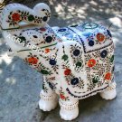 20" White Marble Trunk Up Standing Elephant Floral Inlay Showpiece Decor H3481 20" White Marble Trunk Up Standing Elephant Floral Inlay Showpiece Decor H3481