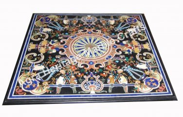 54"x54'' Inlaid Big Table Top Sqaure Shape Exclusive Semi Precious Pietra Dura