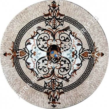 54" Elegant Dining Table With Marble Top Italian Mosaic Inlay Home Decor H4991C