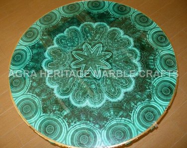 30" Round Marble Bedroom Table Top Malachite Random Inlay Furniture Decor H4686A