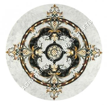 60" White Marble Top Center Table Online Best Italian Inlaid Fine Decor H4992C