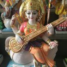 Marble Maa Saraswati Religious Hand Painted Statue Study Room Decor Gift E1429