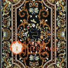 Black Marble Big Dining Table Top Marquetry Inlay Floral Conference Decor E1608