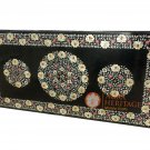 7'x4' Black Marble Big Dining Table Top Multi Inlay Gemstone Fine Design E1352