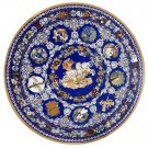 5' Marble Round Dining Table Top Lapis Lazuli Pietra Dura Inlay Patio Decor E585