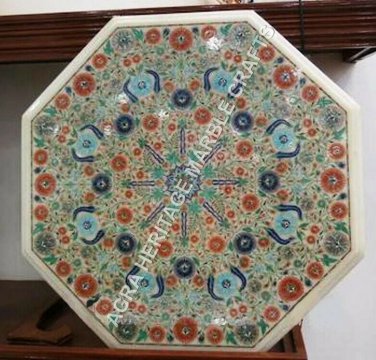 24" Marble Coffee Center Table Top Floral Inlay Collectible Art Home Decor H3432