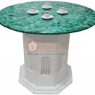 4'x4' Marble White Coffee Table Malachite Gemstone Patio Art Christmas Gift Deco