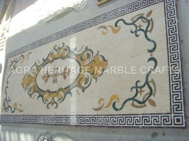 8'x4' White Marble Dining Center Table Top Marquetry Inlay Handmade Decor H5017