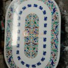 48"x30"  White Marble Coffee Table Top Peacock Design