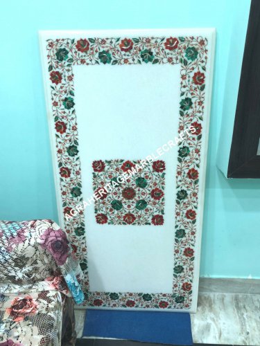 5'x3' Marble DIning Room Table Malachite Carnelian Inlay Countertops Decor E150