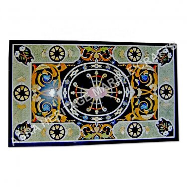 6'x3' Elegant Marble Black Top Dining Table Italian Inlay Furniture Decor E964B