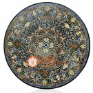 Scagliola Marble Round Custom Table Top Inlay Floral Art Outdoor Decor H3887