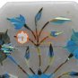 6"x6" Marble White Handmade wall Tile Turquoise Inlay Floral Marquetry Art Decor