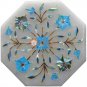 6"x6" Marble White Handmade wall Tile Turquoise Inlay Floral Marquetry Art Decor