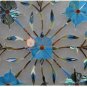 6"x6" Marble White Handmade wall Tile Turquoise Inlay Floral Marquetry Art Decor