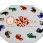 12" Marble White Decorative Wall Tile Multi Stone Elephant Design Columbus Gifts