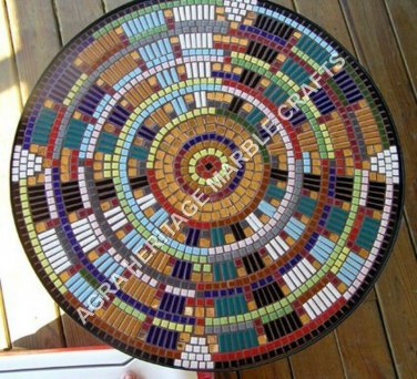 24" Mosaic Semi Precious Multi Stone Marble Coffee Console Table Top Decor H3437