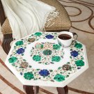 Marble Corridor Table Top Malachite Lapis Gemstone Floral Art Living Room Decor