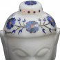 4" Marble Idol Buddha Head Lapis Floral Religious Handcurved Gifts Decor For Him