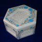 5"x5"x3" Hexagon White Marble Jewelry Box Turquoise Inlay Semi Precious Gifts
