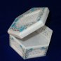 5"x5"x3" Hexagon White Marble Jewelry Box Turquoise Inlay Semi Precious Gifts