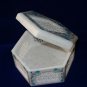 5"x5"x3" Hexagon White Marble Jewelry Box Turquoise Inlay Semi Precious Gifts