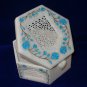 5"x5"x3" Hexagon White Marble Jewelry Box Turquoise Inlay Semi Precious Gifts