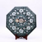 12"x12" Marble Green Handmade Custom Top Table Mop Inlaid Floral Art Home Decor