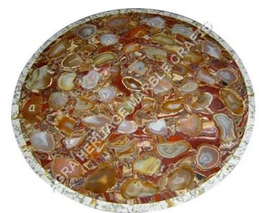 24" Antique Marble Round Hallway Kitchen Table Top Inlay Stone Patio Decor H5037