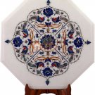 12"x12" Marble Inlay Coffee Table Lapis Peacock Floral Gemstone Art Garden Decor