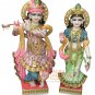 48" Hand Painted Marble Radha Krishna Divine Statue Gift Temple Home Decor E1500