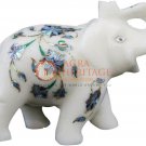 3" White Elephant Sculpture Pauashell Floral Inlaid Pietradura Art Veterans Gift 3" White Elephant Sculpture Pauashell Floral Inlaid Pietradura Art Veterans Gift