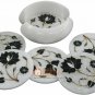 White Marble Coffee Coaster Set Handicraft Inlay Floral Art Halloween Gift E1974