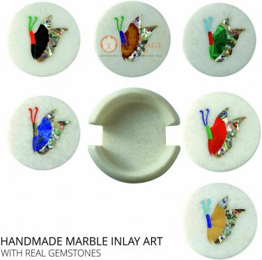 Handmade Tea Coaster Set Kitchenware Marble White Housewarming Gift E1951