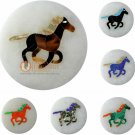 White Decor Round Marble Custom Coaster Set Horse Inlay Floral Decor E1950
