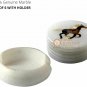 White Decor Round Marble Custom Coaster Set Horse Inlay Floral Decor E1950
