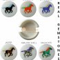White Decor Round Marble Custom Coaster Set Horse Inlay Floral Decor E1950