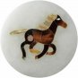 White Decor Round Marble Custom Coaster Set Horse Inlay Floral Decor E1950