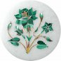 Marble Round Coffee Coaster Set Malachite Inlay Floral Arts Gifts Decor E1943