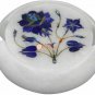 Multi Inlay Floral White Marble Round Coasters Home & Kitchen Decor Gift E1977