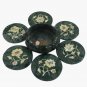 Green Marble Round Coaster Set Floral Inlay Arts Thanksgiving Gift Decor E1958