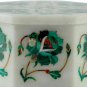 3"x3"x2" Marble White Jewelry Vintage Box Malachite Inlaid Art Veterans Day Gift