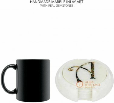 Pauashell Precious Inlay Stone Marble Coaster Plate with Holders for Gift 2005