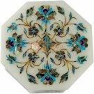 3"x3"x2" Marble White Jewelry Vintage Box Turquoise Marquetry Art Christmas Gift 3"x3"x2" Marble White Jewelry Vintage Box Turquoise Marquetry Art Christmas Gift
