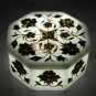 3"x3"x2" Marble White Jewelry Vintage Box Turquoise Marquetry Art Christmas Gift