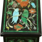 3"x2" Black Jewelry Vintage Box Carnelian Marquetry Semi Precious Veterans Gifts