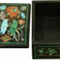 3"x2" Black Jewelry Vintage Box Carnelian Marquetry Semi Precious Veterans Gifts