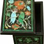3"x2" Black Jewelry Vintage Box Carnelian Marquetry Semi Precious Veterans Gifts
