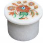 White Marble 2"x2" Ring Trinket Box Carnelian Pietradura Floral Veterans Gift